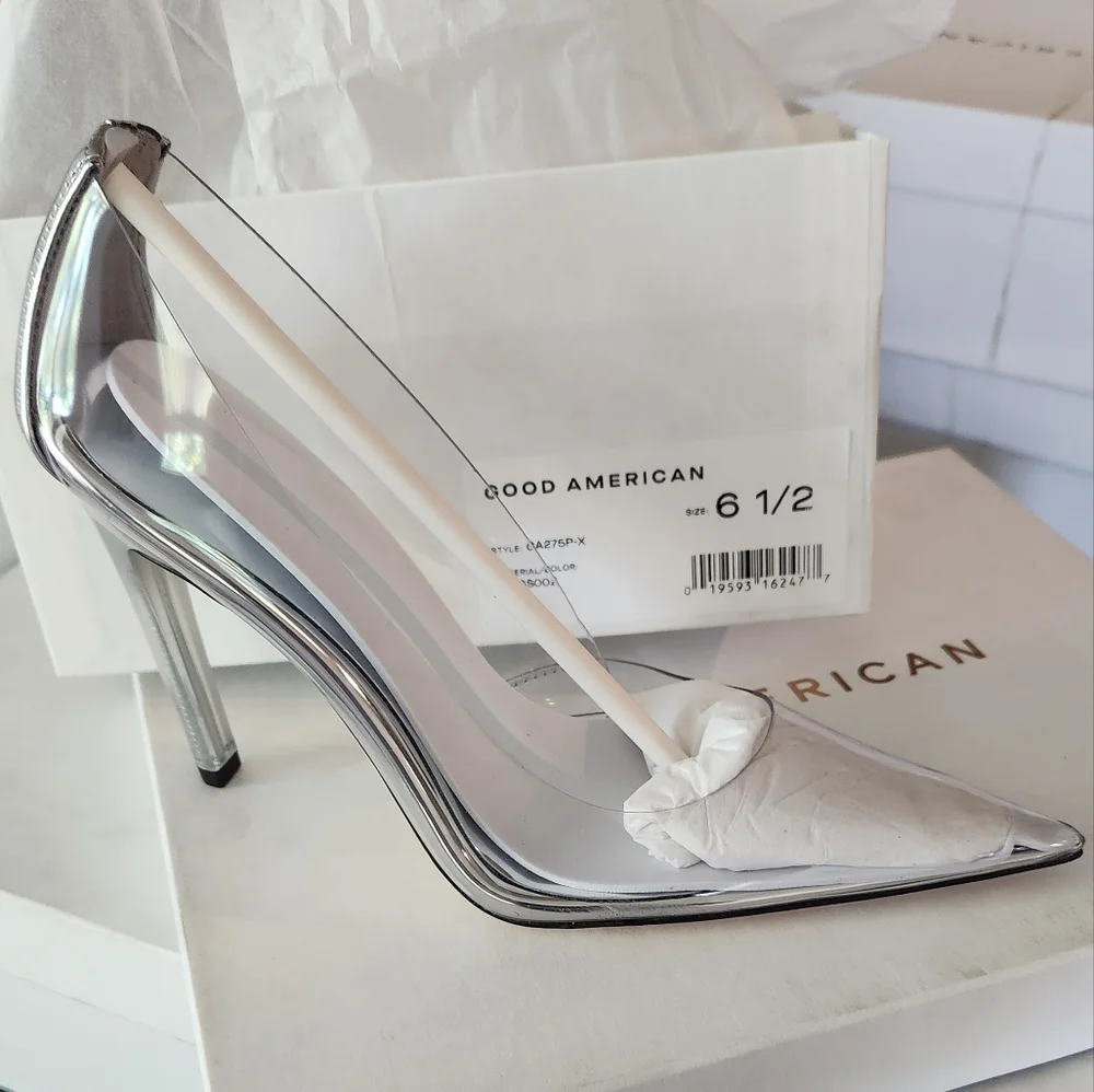 New! GOOD AMERICAN- Cinder-F*cking Rella Glass Pumps - Glass 002 - Size 6.5 - Picture 9 of 10